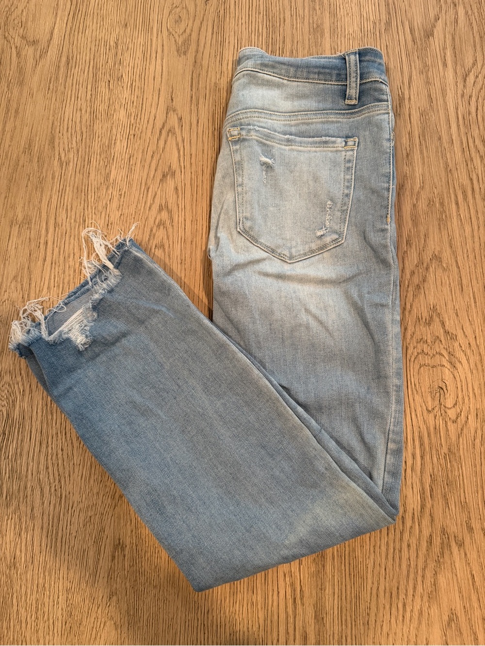 Flying Monkey Light Wash Ripped High Rise Raw Hem Jeans Sz 27